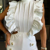 New Summer Women Jumpsuit One Front Ruffle Jumpsuit Sleeveless Wide Leg Long Pant Bodysuit Fashion Fit Casual Streetwear