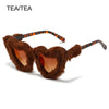 NEW Trendy Rectangle Sunglasses Women Punk Plush Sun Glasses Ladies UV400 Shades Fashion Funny Decor Eyewear