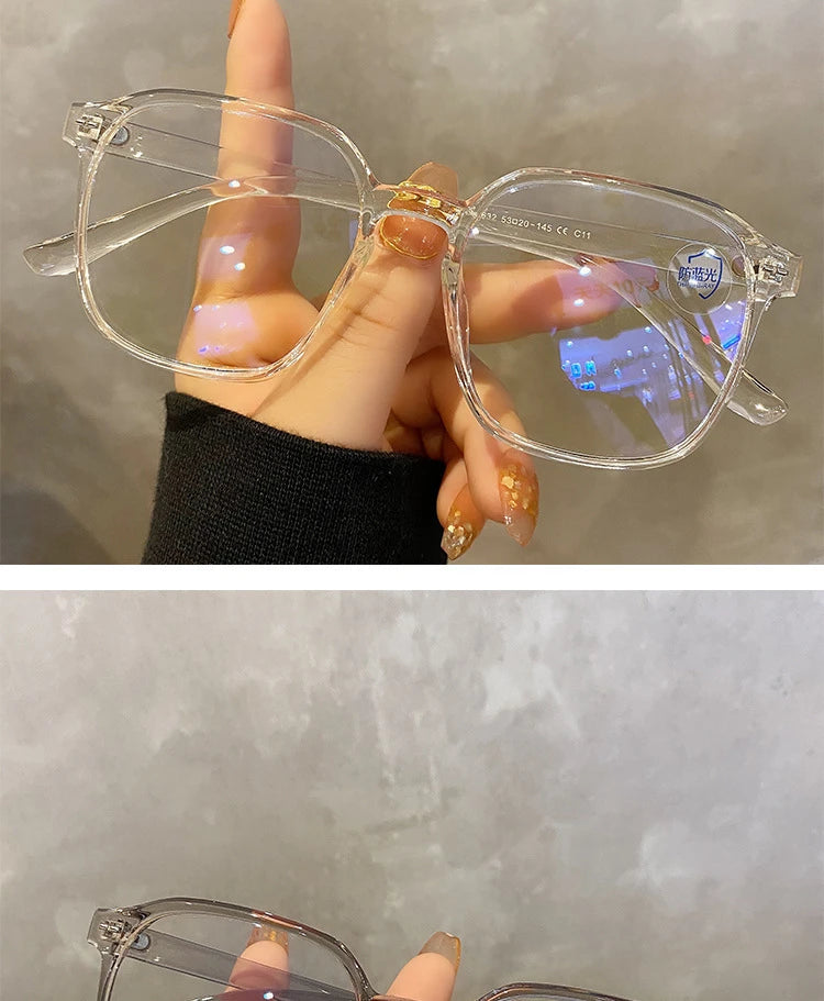 Square polygon Frame Plain glasses blue membrane Glasses all can match Men Women Fashion glasses lenses Blocking Glasses Eyewear
