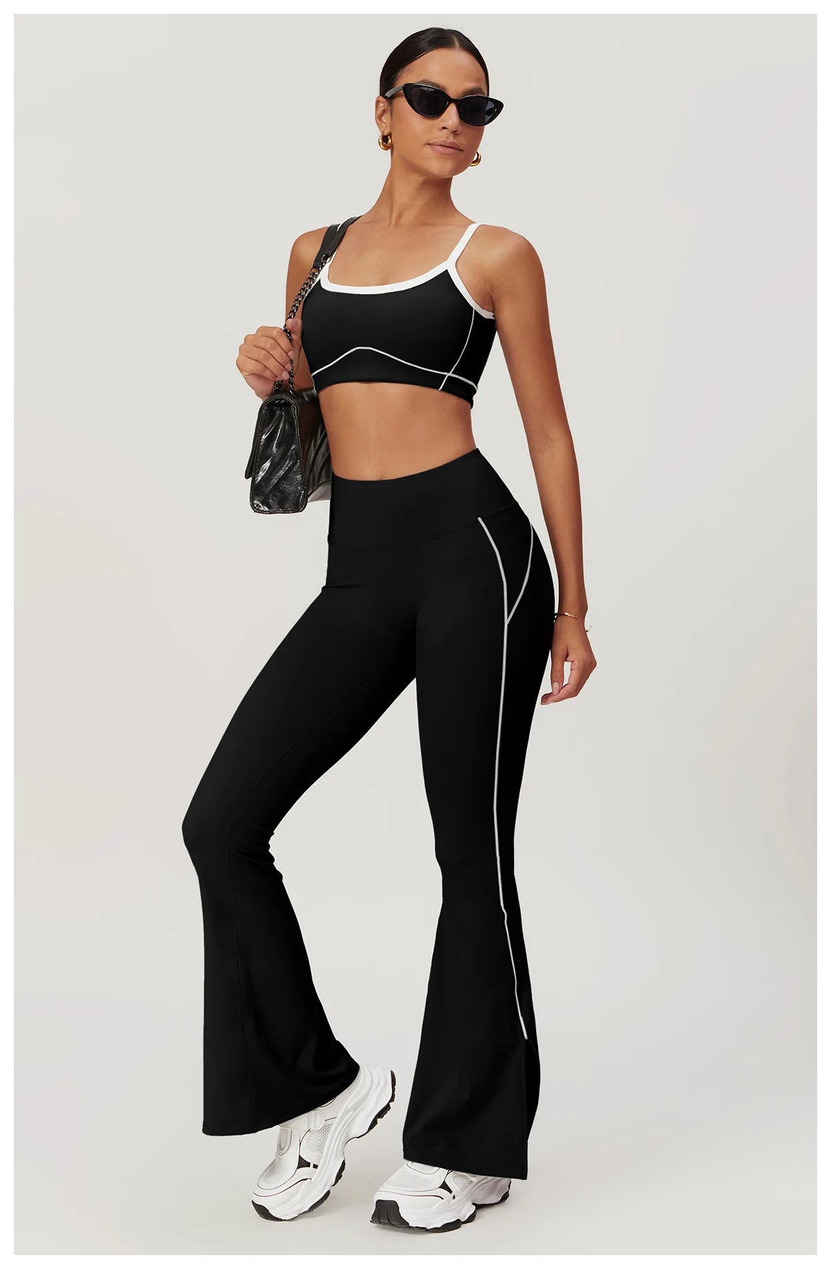Yoga Set Women Sport Bra Gym Workout Legging High Waist Wide Flare Pant Fitness Sports Shorts Active Wear Suit