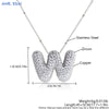 MHS.SUN High Quality Bubble Initial Necklace Letter A-Z Silver Color Zircon 26 Initial Balloon Pendant For Women Men Jewelry