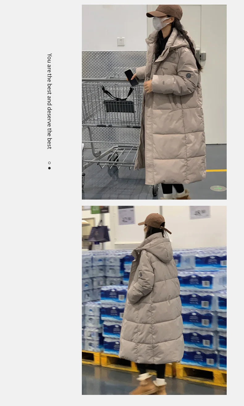 EVNISI Women Zipper Up Pockets Down Coat oversize Loose Coat Turtleneck Thicken Long Coat Women Casual Parkas 2024 Autumn Winter