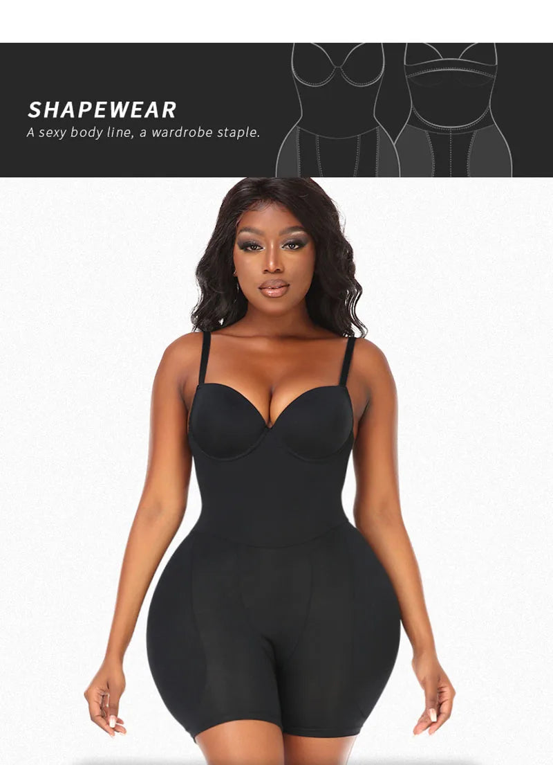 AfruliA Bodysuit Shapewear Padded Hip Enhancer Bra Cushion Butt Lifter Sexy Back Body Shaper Jumpsuits Fajas Colombianas Girdles