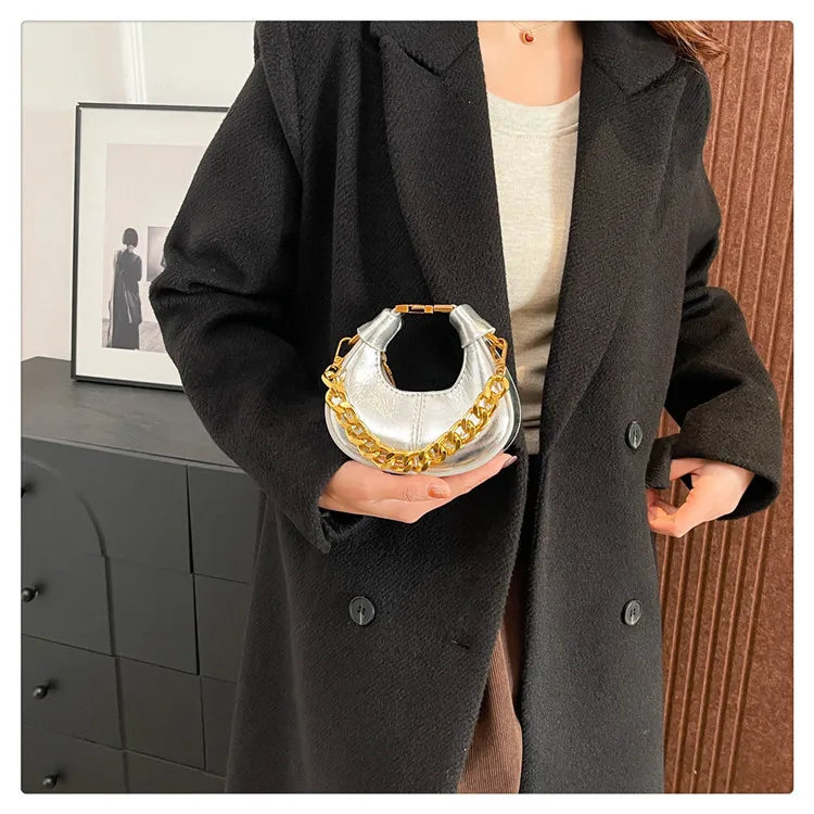 2024 Autumn Winter Mini Crossbody Bags For Women Luxury Half Moon Handbags For Ladies Purse Handle Bags Female Small Bag