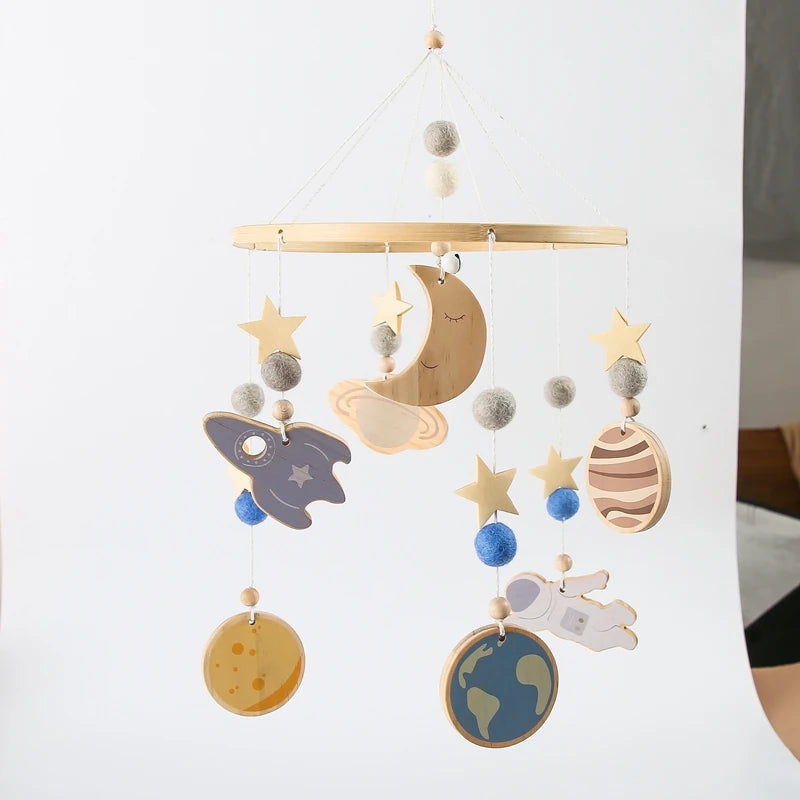 Baby Bed Bell Wood Mobile Toddler Rattles Toys Crib Bell Rattles Boho Style Kids Musical Toys 0-12 Months For Baby Newborn Gifts
