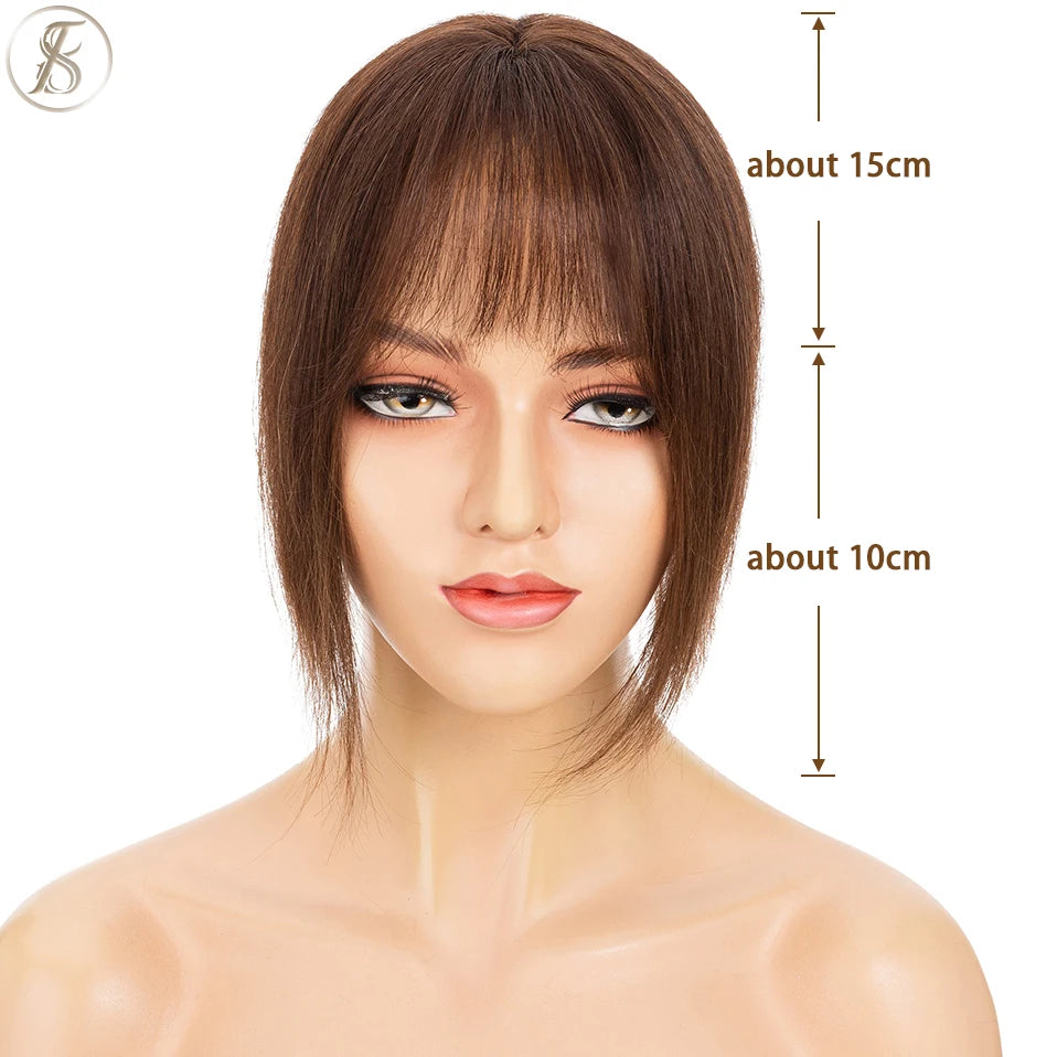 TESS Natural Hair Bangs 3D Fringe 10g Human Hair Invisible Clip In Hair Extension With Temples Hair Clip Natural Bangs For Women