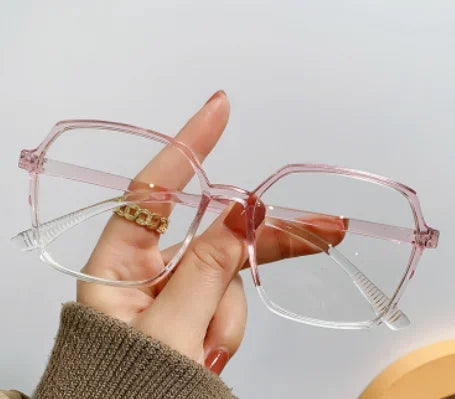 Fashion Anti Blue Light Glasses Ultra-Light Transparent Korean Gradient Big Square Frame Men Women Eye Protection Spectacles