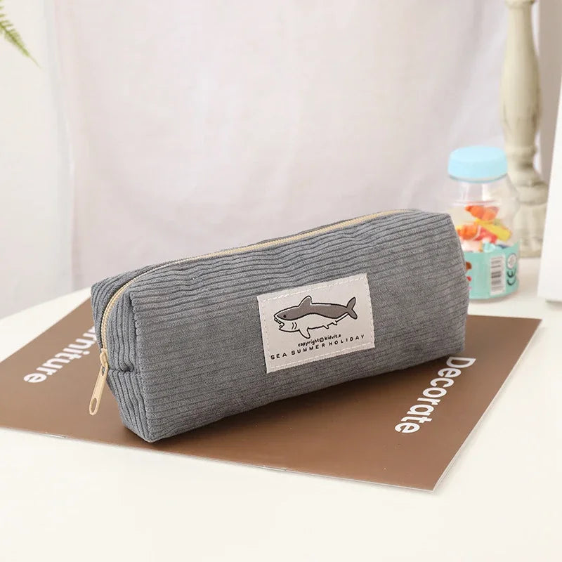 Cute Shark Pencil Case Embroidery Pen Bag Back to School Supplies Stationery Items for Girls Kids Desk Cute Accessories Gift