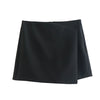 Willshela Women Fashion Solid Asymmetrical Side Zipper Skirts Shorts Vintage High Waist Female Chic Lady Shorts