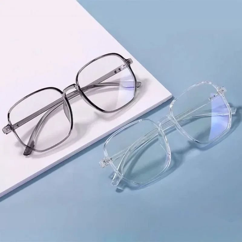 Fashion Anti Blue Light Glasses Ultra-Light Transparent Korean Gradient Big Square Frame Men Women Eye Protection Spectacles