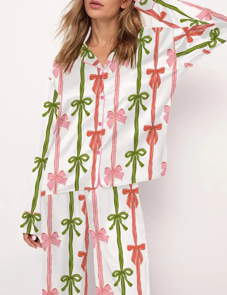 Christmas Tree Long Sleeve Women's Pajamas Set Fashionable Casual Comfortable 3D Printed Casual Y2K Women's Pajama Set 2025