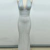 Sexy Halter Deep V Neck Sequins Maxi Dress Women Green Sleeveless Backless Sequined Slim Long Dresses Celebrity Party Gowns