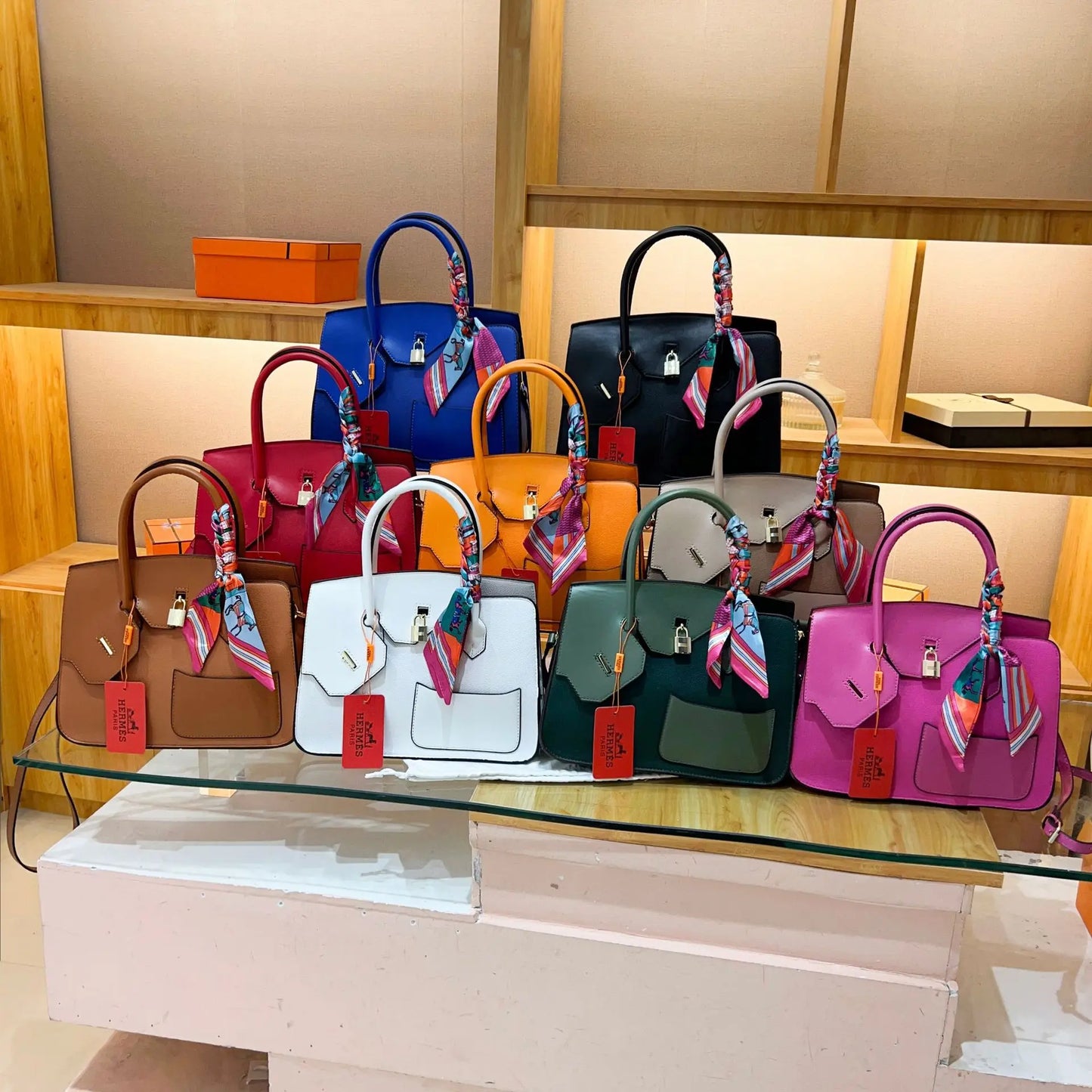 New Birkin Bag Handbag Lychee Grain Large Capacity Advanced Sense Kelly Bag Single Shoulder Crossbody Bag for Women