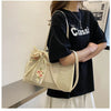 Trendy Lightweight Casual Bow Decor Straw Bag Hollow Out Knitted Flower Tote Bag Large Capacity Shoulder Bag For Teen Girl Women