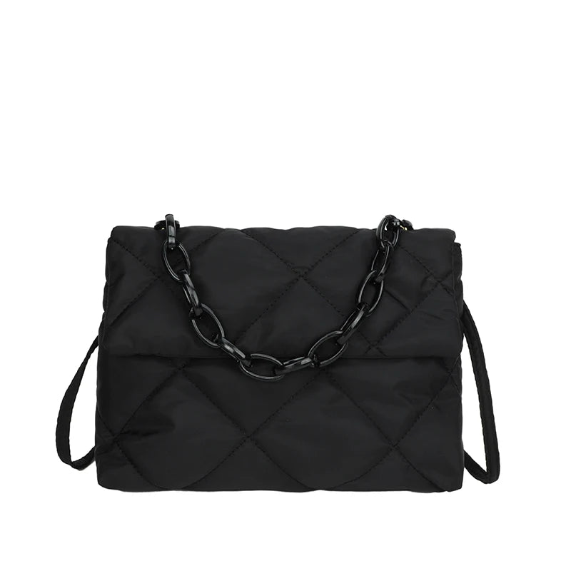 Acrylic Chain Crossbody Square Bags Casual Flap Women Commute Bags Quilted All-match Winter Large Capacity for Girls Shopping
