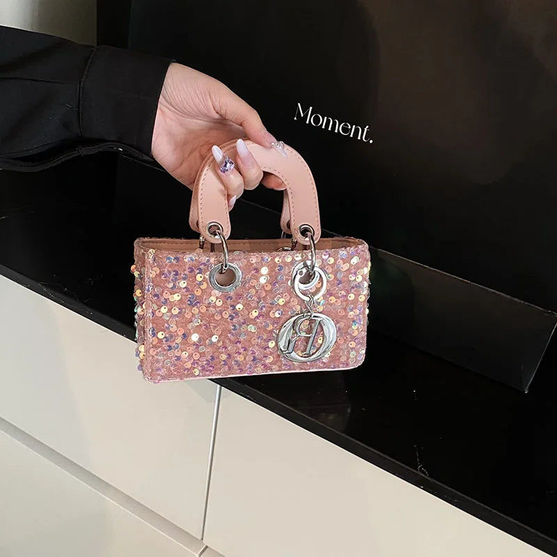 Sparkly Glitter Mini Evening Bag for Women, Designer Crossbody Shoulder Purse, Luxury Party Wedding Clutch, Unique Boutique Gift