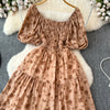 2024 New Summer Flower Print Long Dress Women Vintage Square Neck Ruched Chest Sash Bandage Sundress Party Vestidos