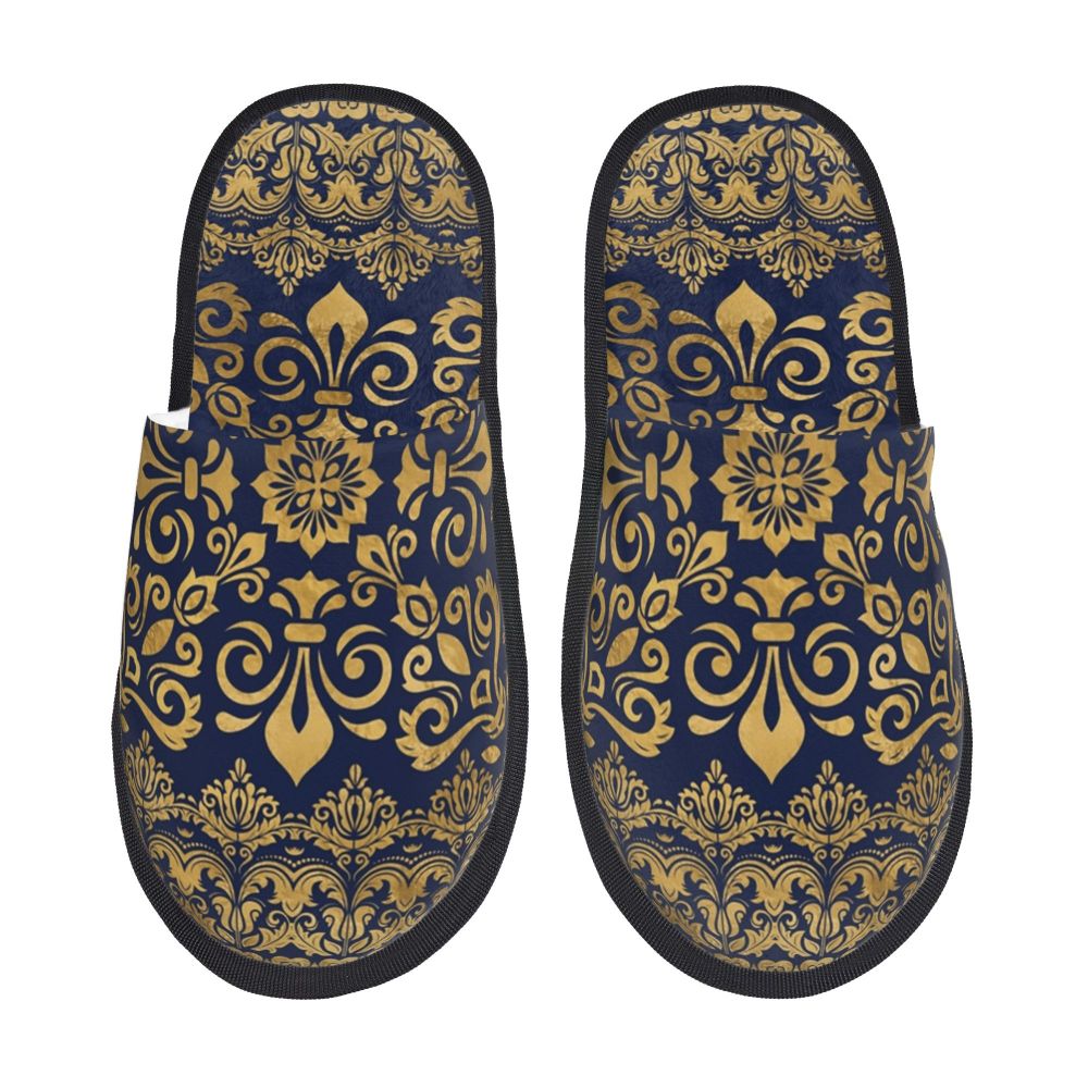 Custom Queen Of Absolutely Everything Gold Baroque Soft Memory Foam House Slippers Women Comfy Warm Anti-skid Sole Slipper