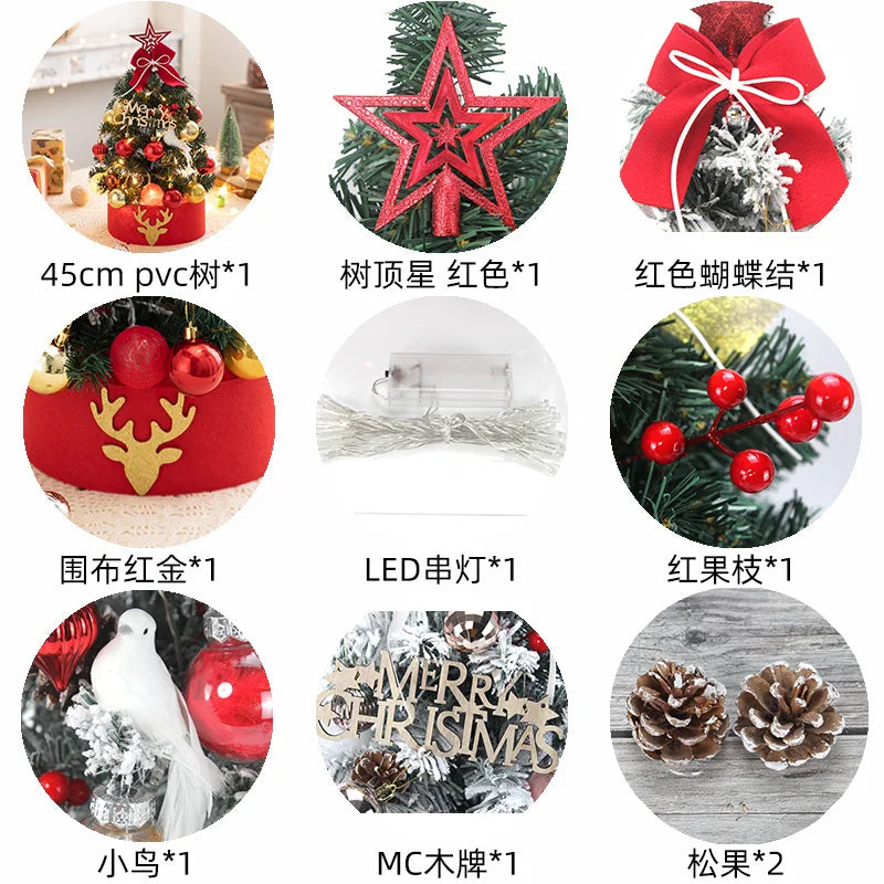 45/60cm DIY Christmas Tree With LED Light Mini Desktop Tree Christmas Decoration New Year Gift Home Christmas Ornaments