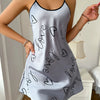 Heart Letter Print Nightdress Casual Round Neck Spaghetti Strap Sleep Dress Women's Sleepwear Dresses