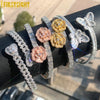 2025 New Iced Out Bling Opened Heart Flower Charm Bracelet AAA CZ Zircon Butterfly Bangle For Men Women Hip Hop Luxury Jewelry