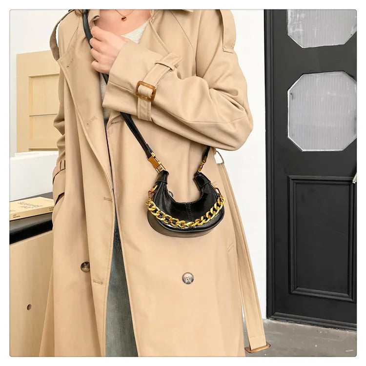 2024 Autumn Winter Mini Crossbody Bags For Women Luxury Half Moon Handbags For Ladies Purse Handle Bags Female Small Bag