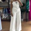 Fashion 2025 Summer Casual Sexy Elegant Bandeau Beaded Spaghetti Strap Bowknot Design Ruched Slim Fit Jumpsuit Elegant Overall