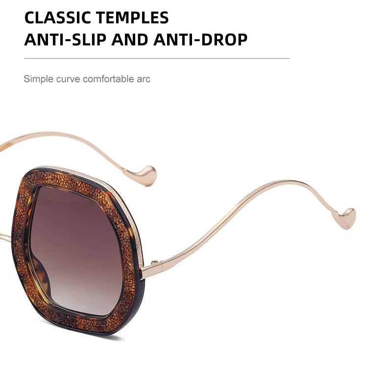 Oversized Luxury Diamond Shiny Sunglasses Women Irregular Round Crystal Sun Glasses Men UV400 Shades Eyewear Polygonal Sunglass