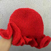 Handmade knitted hat with pleated ruffle edges and lace for both men and women, quirky and creative adult hat