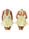 Women Halter Neck Short Dress Summer Jacquard Big Bow Backless Bandage Elegant Evening Party Dresses for Cocktail Prom Wedding