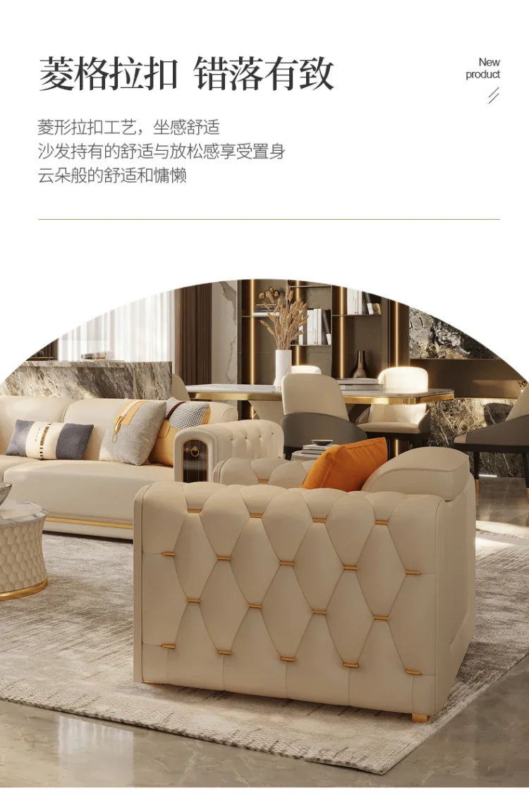 Elegant Luxury Modern Sofa Designs Royal Set Designer Leather Sofa Lounge Loveseat Divano Soggiorno Living Room Furniture