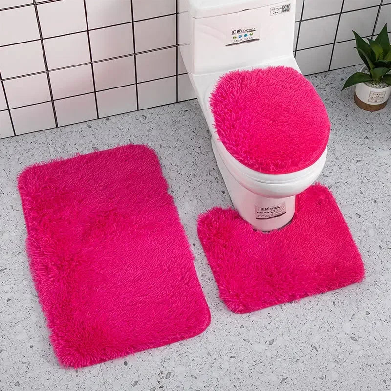 3pcs Bathroom Mat Set for Bathroom Silk Tie-Dye Toilet Soft Non Slip Rug Shower Carpets Toilet Lid Cover Floor Mats for Hallway