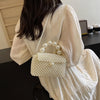 2024 Newest Handmade Pearl Knitting Evening Handbag Luxury Women's Snall Crossbody Bag High-end Hand-Woven Elegant Clutch Purses
