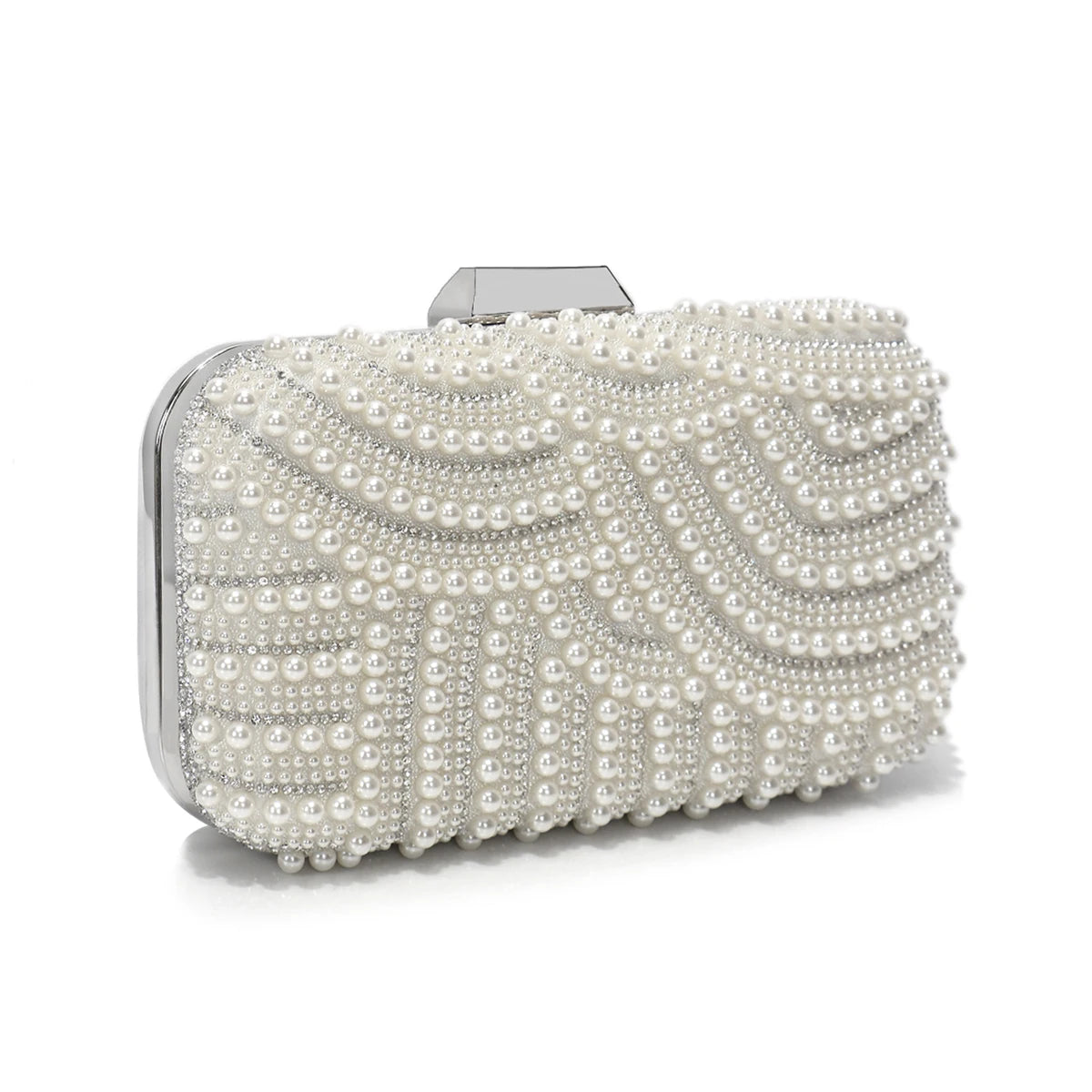 Beading Women Clutch Bags Pearl Hollow Out Metal Chain Shoulder Handbags Flap Glitter Rhinestones Party Dinner Prom Cocktail Eve