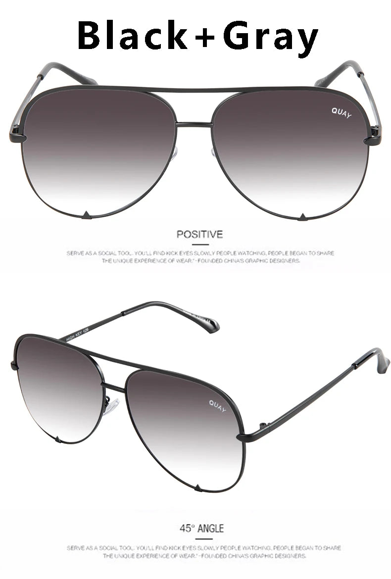 Quay Sunglasses Women Brand Designer Mirror Pilot HIGH KEY Sunglasses UV400 Women's Eyewear Ladies Shades Female