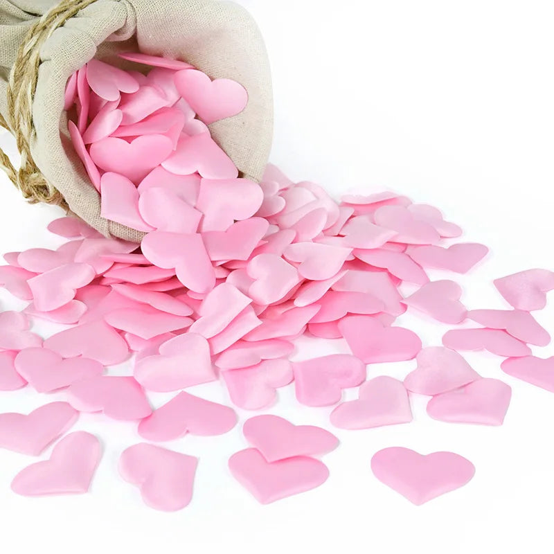 100/200Pcs Artificial Love Heart Petals Valentine's Day Wedding Party Confetti Petals Sponge Satin Fabric Table Bed Decorations
