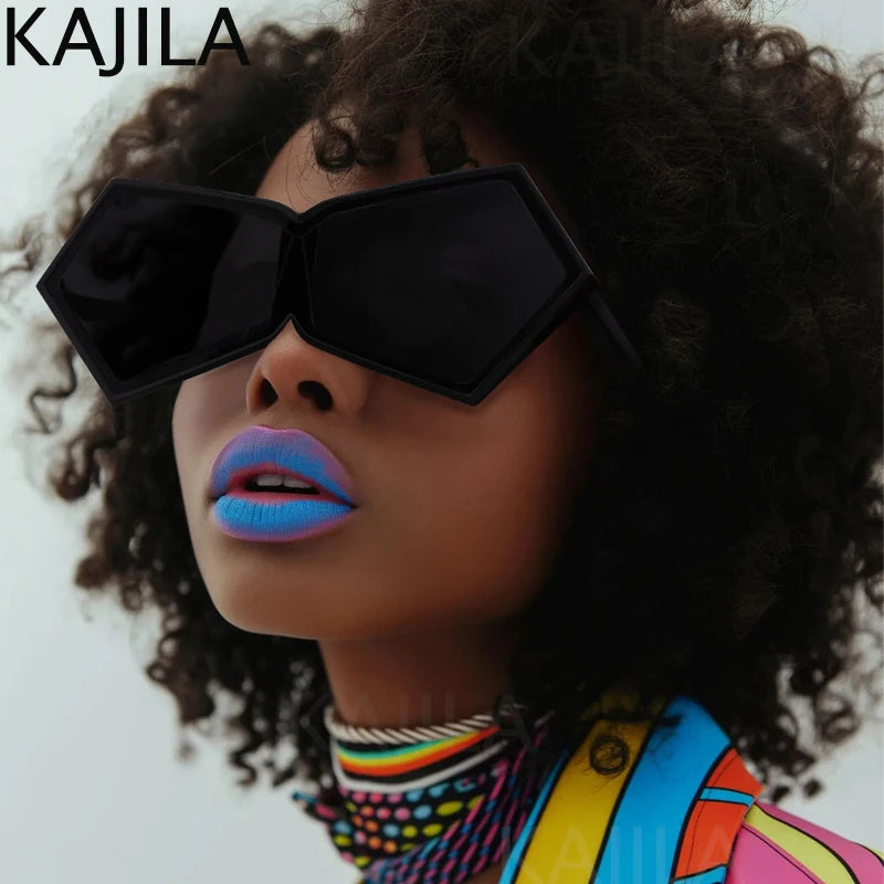 Oversized Square Punk One-piece Sunglasses Women 2024 Luxury Brand Big Frame Shield Sun Glasses For Ladies Wrap Eyewear Goggle