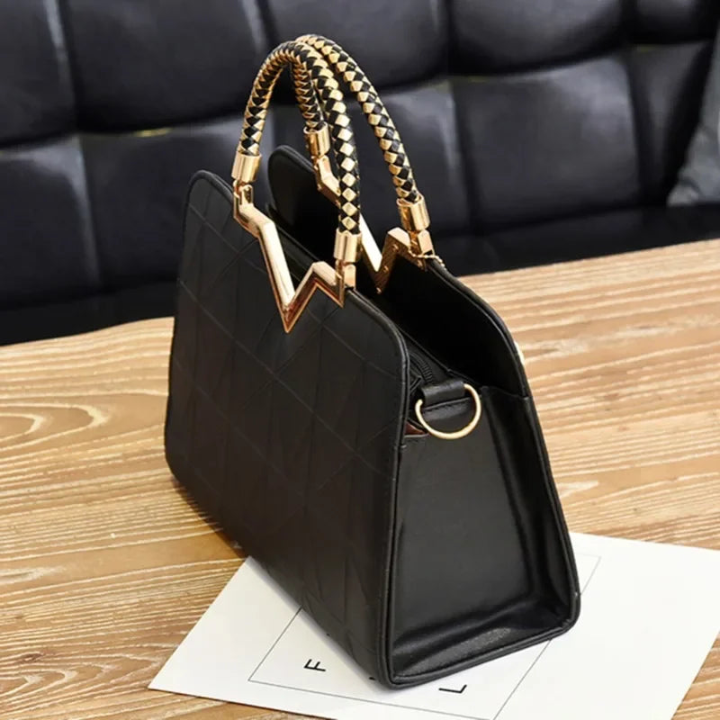 Women Handbag Patchwork Shoulder Messenger Office Work PU Leather Female Bag Ladies Luxury Fashion Elegant