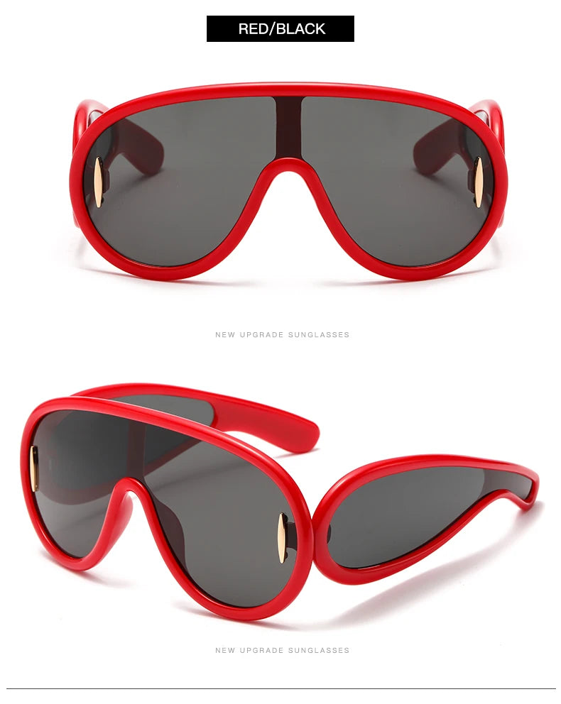 New Fashion Personality Hip Hop Cool Cyberpunk Sunglasses with Large Frame UV400 Anti UV Eyeglasses Oculos De Sol Feminino