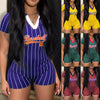 Women's V Neck Casual Jumpsuit One Piece Tight Short Rompers Sports Clothes Baseball Letter Print Summer Outfit New Fashion 2023