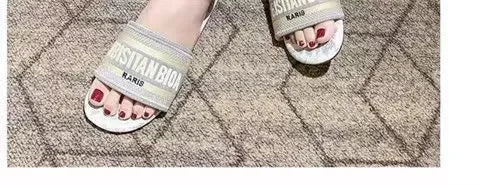 2024 Letter Slippers Fashion Flat Woman Single Shoes Casual Shoes Female Outer Wear Letter Sandals Women's Shoes Flat