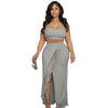 CM.YAYA Summer Women Sets Sleeveless Sexy Strap Crop Top and Tassel Long Skirt Sets Night Club Party Beach 2 Two Piece Sets