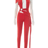 Joskaa Sexy Hollow Bandage Irregular Jumpsuit Women Summer Sleeveless Backless Ribbon Skinny Rompers 2025 Midnight Clubwear