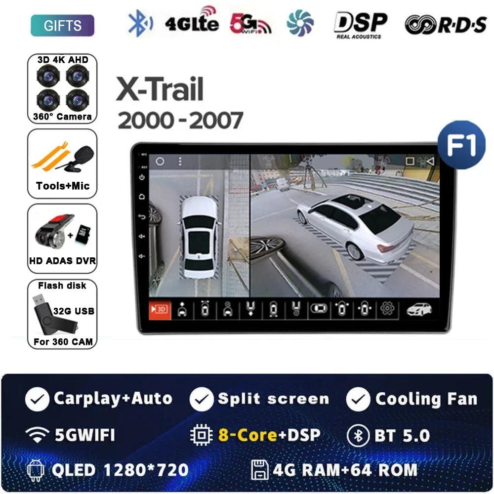Android 14 Carplay Auto For Nissan X-Trail X Trail X - Trail 1 T30 2000 - 2007 Car Radio Multimedia Video Player Navigation GPS