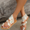 Sandals Women's Floral Pattern Hollow Out Toe Post Lace Flower Sandals Roman Style Open Toe Flat Shoes Women's Sandals
