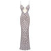 VC Sexy Deep V Plunge Neck Backless Sequins Mesh Sparkly Silver Maxi Long Dress Elegant Party Evening Outfits Vestido
