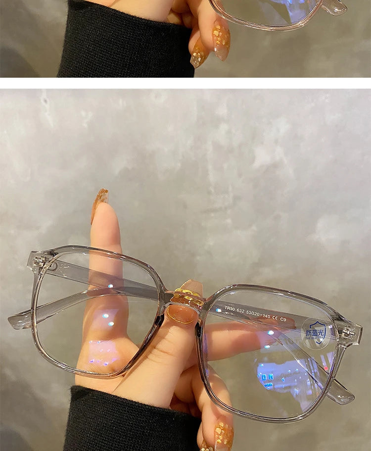 Square polygon Frame Plain glasses blue membrane Glasses all can match Men Women Fashion glasses lenses Blocking Glasses Eyewear