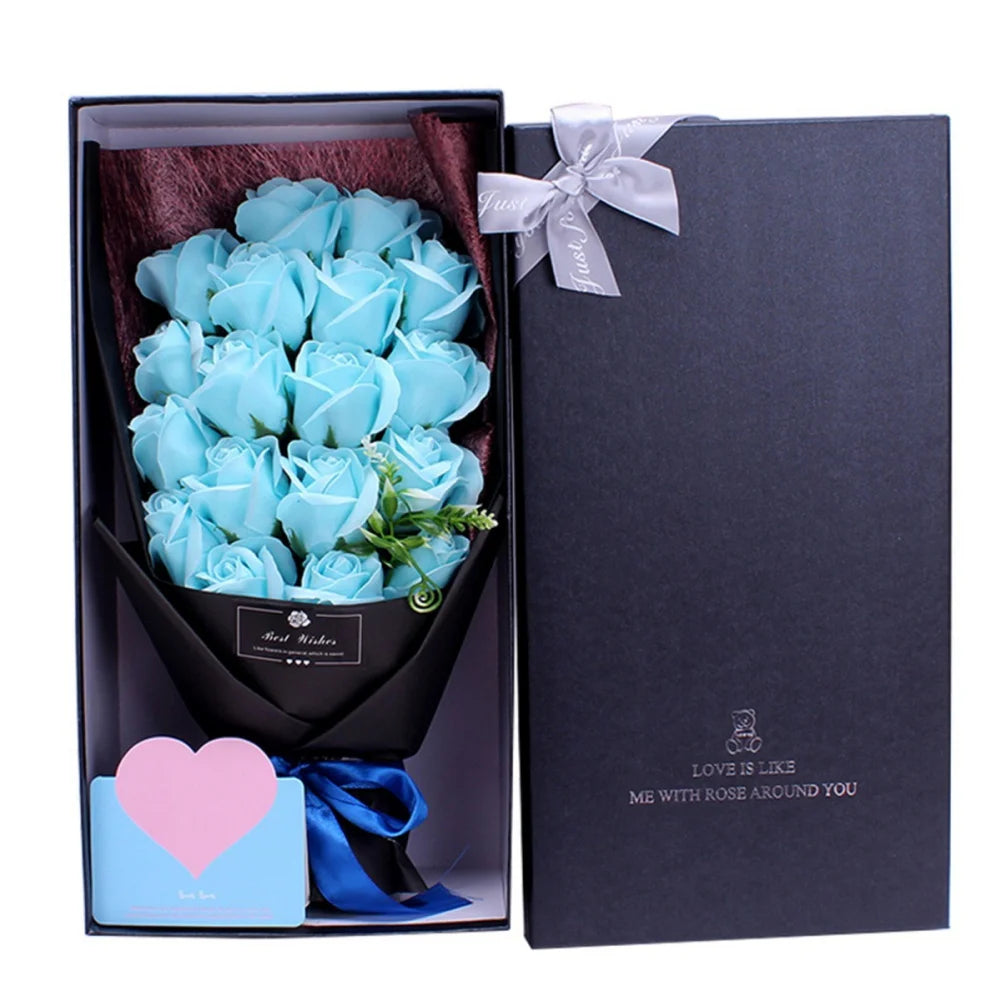 18Pcs/Box Soap Flower Bouquet Beautiful Flora Scented Bath Soap Flower in Gift Box for Anniversary Valentine's Day Mother Day