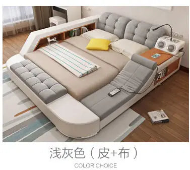 MANBAS Tech Smart Bed Frame Multifunctional Massage Bed Ultimate Bed Fabric/ Cloth Tatami Upholstered Bed with Bluetooth Speaker