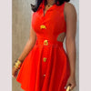 Women Stylish Short Skrits Buttoned Formal Outwear Ladies' Sleeveless V-Neck Dress Party Evening Dresses Women's New Clothing
